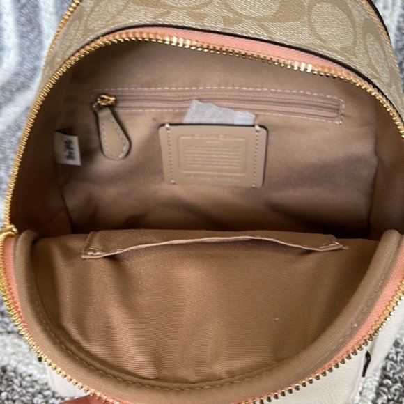 Coach Mini Court Backpack In Signature Canvas With Pear Light Khaki Chal… - Picture 9 of 14